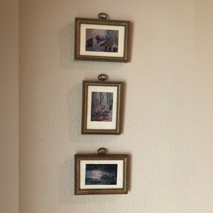 Set of three framed prints cottagecore English vintage